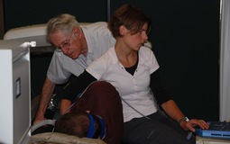 Jim Milledge checking his subject during his ECHO study