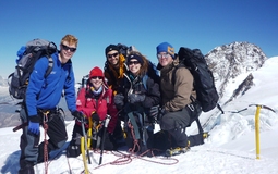 Paula, Tom, Adam, Ali and Al on their way down to the Gnefetti