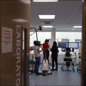 Sneak peak of the filming through the ISEH lab doors