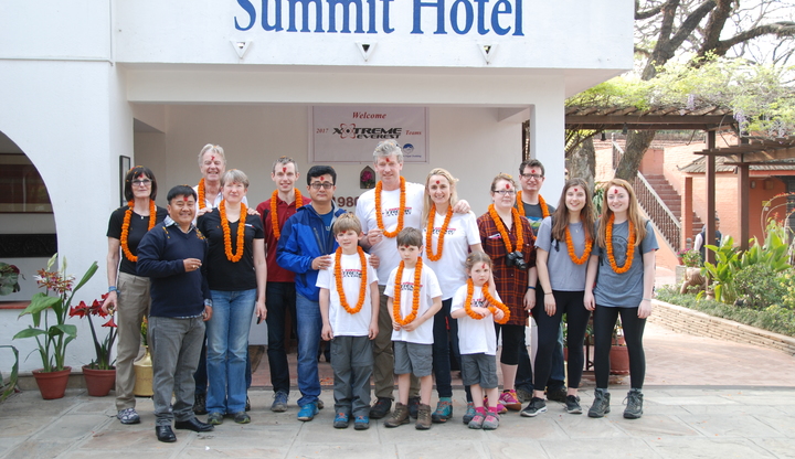 The core Xtreme Everest team 
(L-R) Sue, David, Kay, Andy, Shiv, Scott, Mike, Connor, Denny, Skye, Sarah, Andrew, Jess and Alice