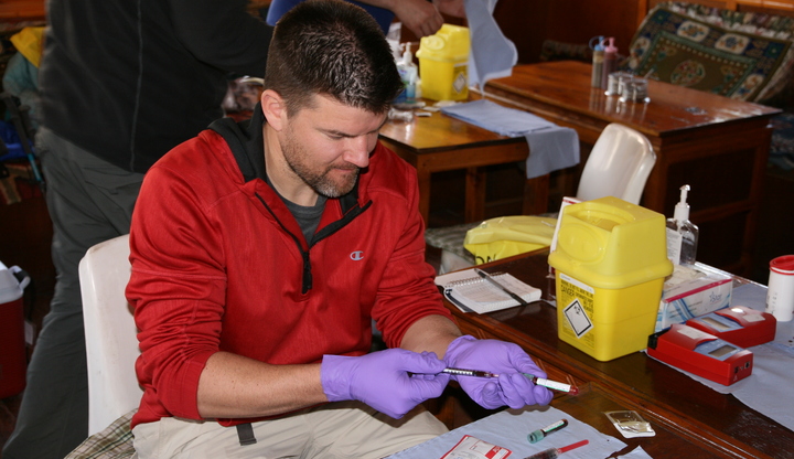 Tim prepping blood samples for testing Tim prepping blood samples for testing